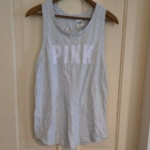 PINK Victoria's Secret Light Gray Logo Tank